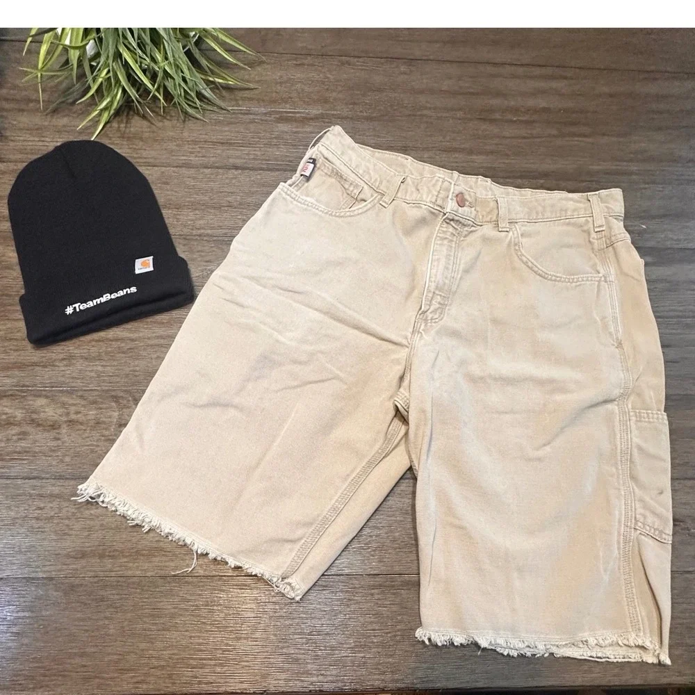 Carhartt FR Flame Resistant Tan Cargo Cut Off Work Shorts Size 36‎ - Bonus Hat